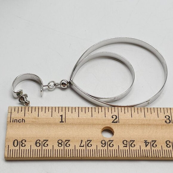 Napier Silver Tone Double Teardrop Dangle Post Earrings Vintage - Picture 5 of 6